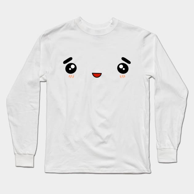 Cute Kawaii Happy Anime Facial Expression Long Sleeve T-Shirt by bloomingviolets